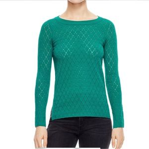New Sandro Annabelle Pointelle-knit   Sweater Size 1 Small -Emerald